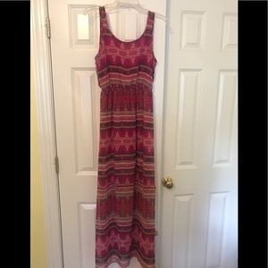 Francesca's pink printed boho Maxi dress